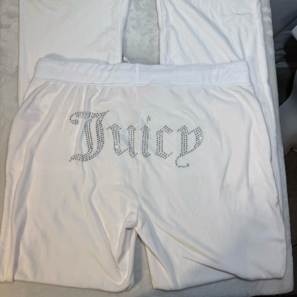 Juicy Couture Drawstring Cream Rhinestone Lounge‎ Pants Size XL